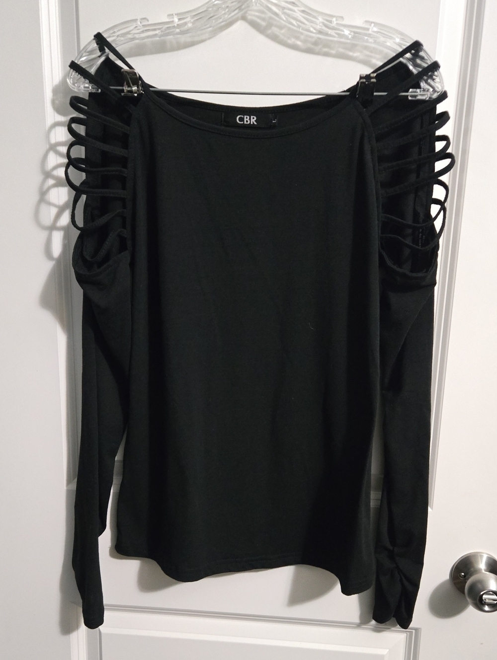 Long Sleeve Cold-Shoulder Ladder Cutout Top